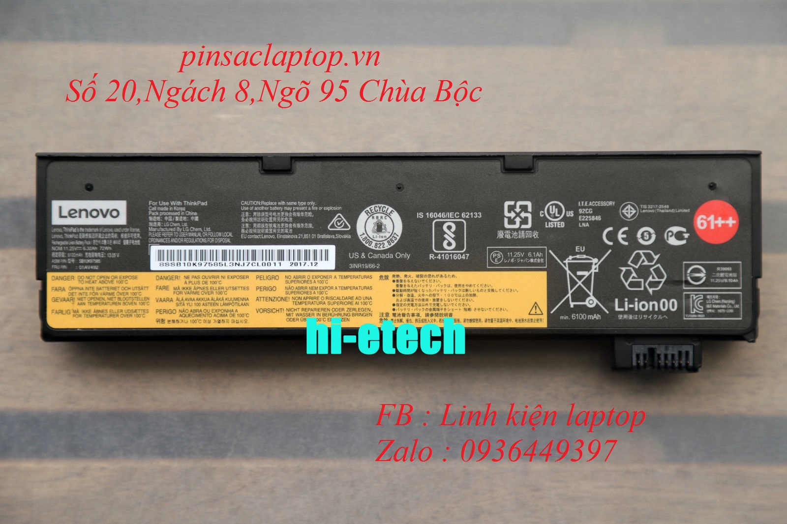Pin - Battery Lenovo ThinkPad T470 6 cell