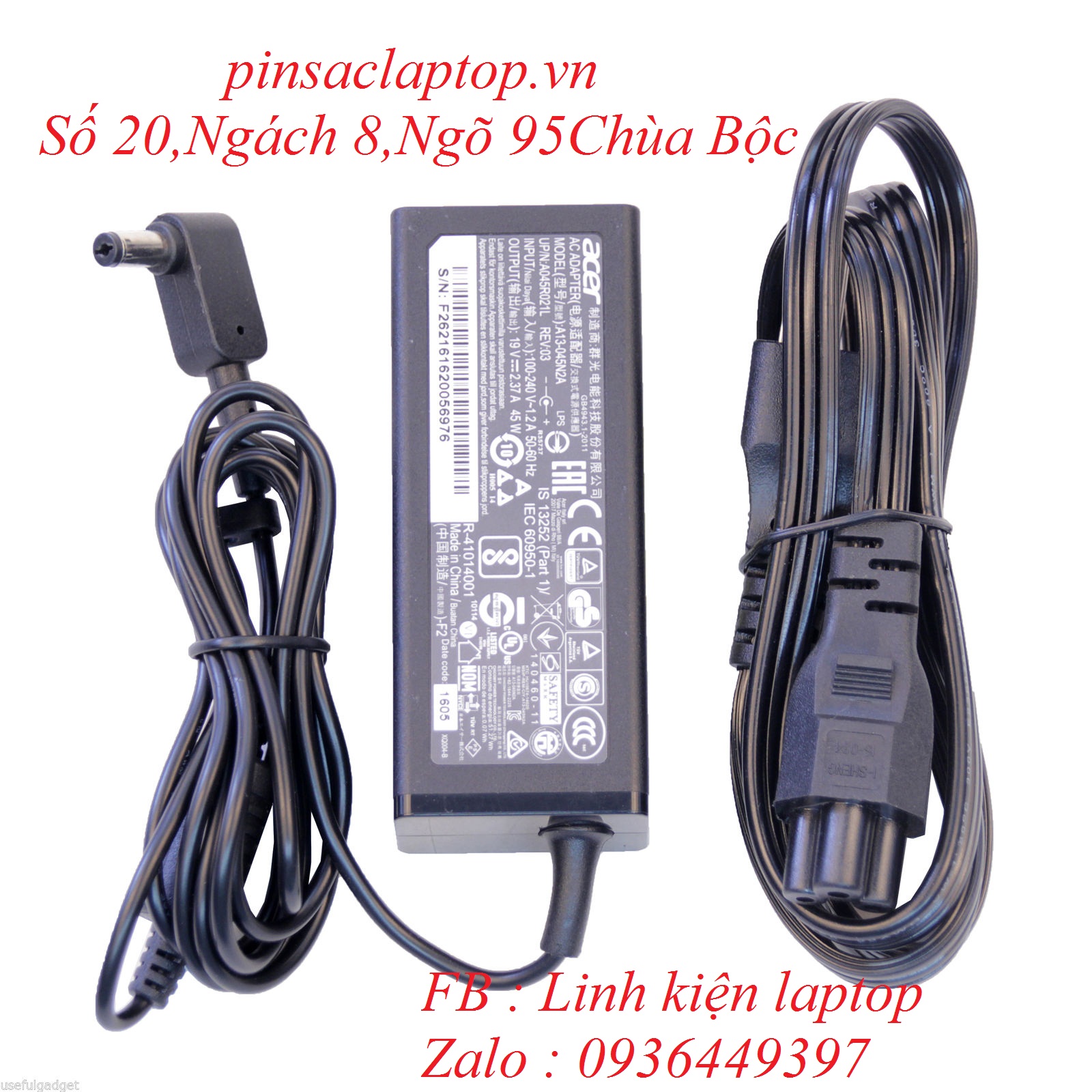 Sạc Adapter Laptop Acer TravelMate B115-M 45W