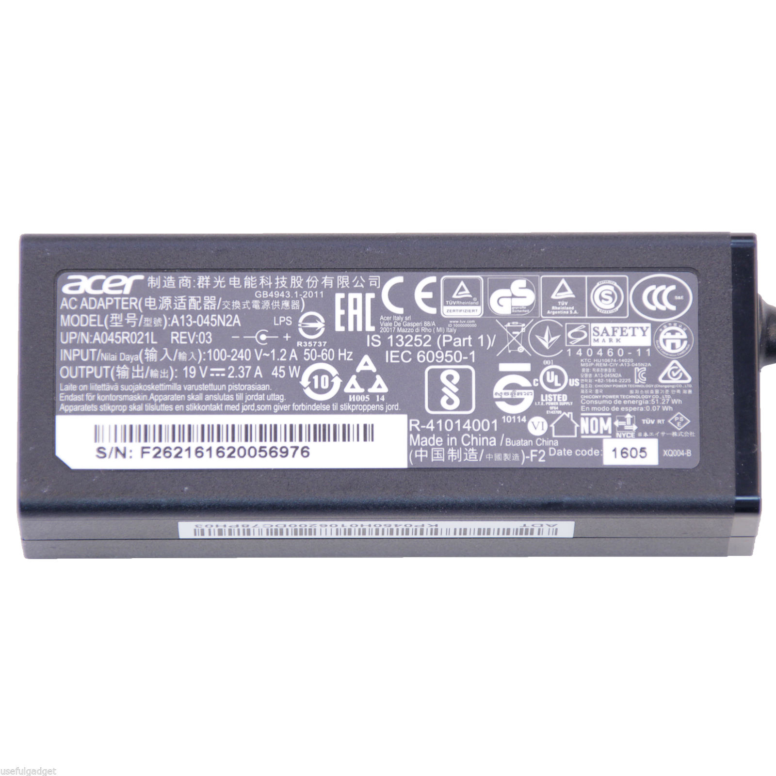 Sạc Adapter Laptop Acer TravelMate B115-M 45W Sạc Adapter Laptop Acer TravelMate B115-M 45W